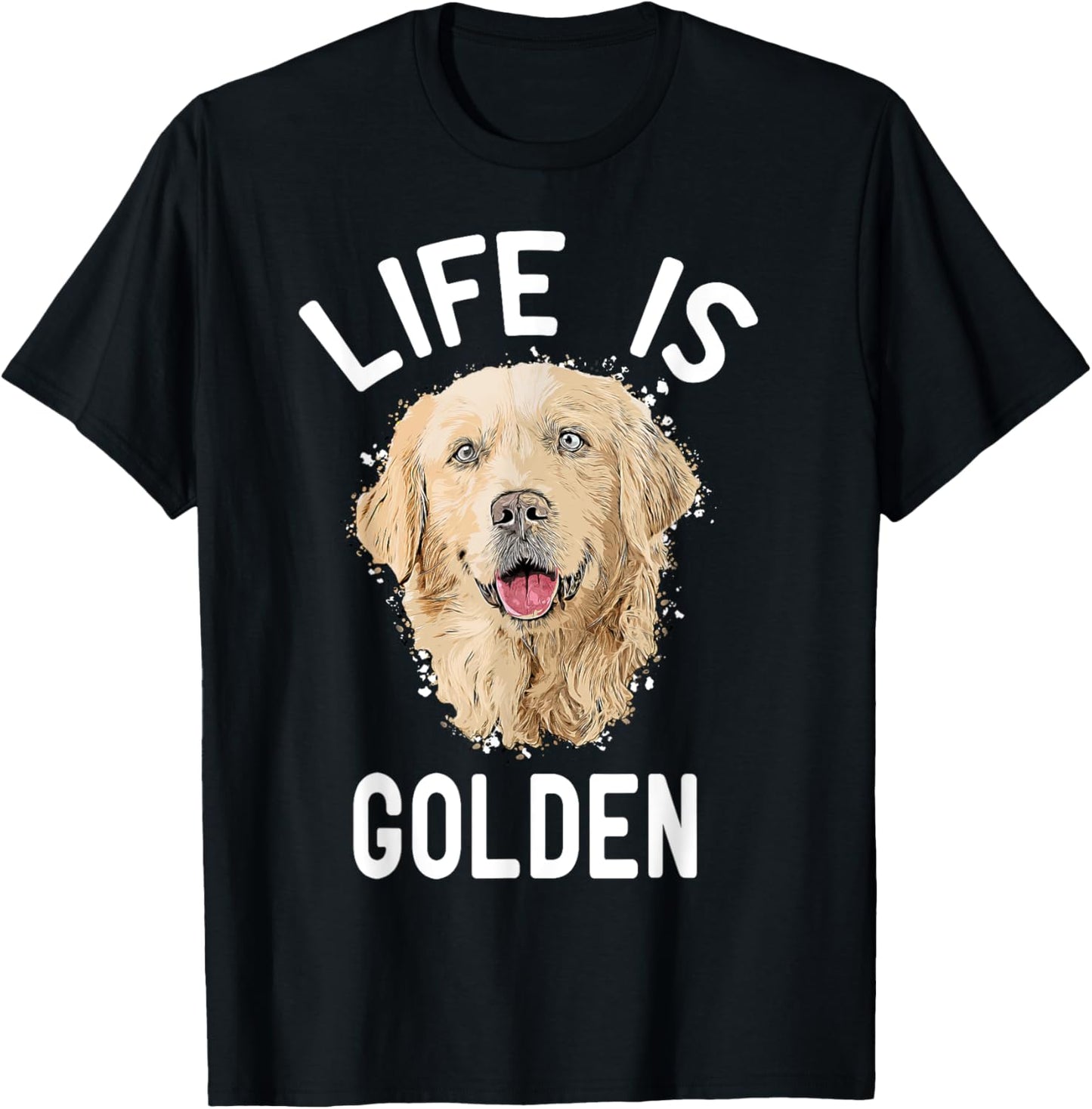 Cartoon Golden Retriever Gift Life is Golden Retrievers T-Shirt - T-Shirt | Black