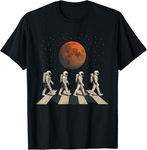 Mars Astronauts Crosswalk – Retro Spacewalk T-Shirt - T-Shirt | Black