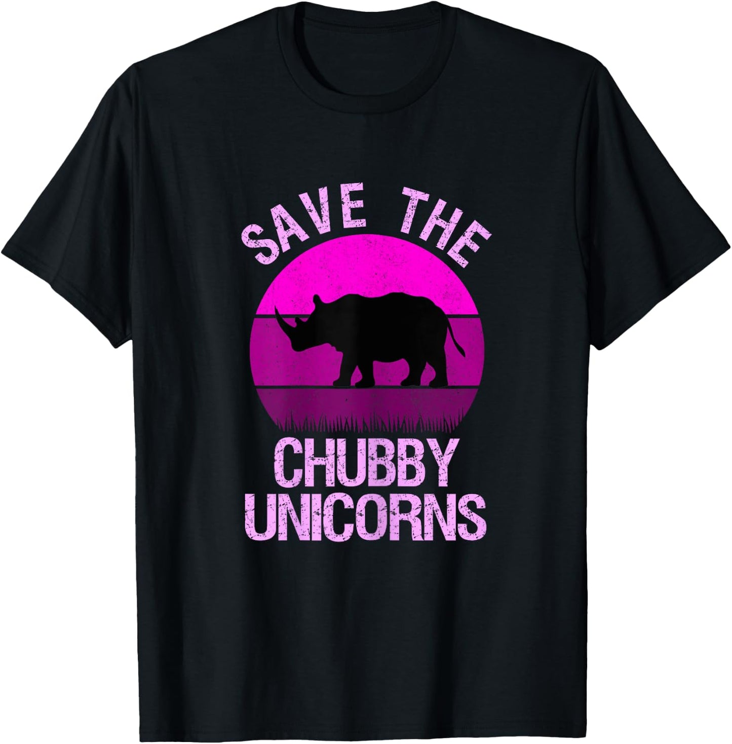 Save The Chubby Unicorns Retro Style Rhino gift T-Shirt - T-Shirt | Black