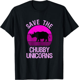 Save The Chubby Unicorns Retro Style Rhino gift T-Shirt - T-Shirt | Black
