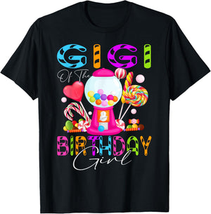 Gigi Of The Birthday Bday Girl Candyland Candy Birthday T-Shirt - T-Shirt | Black