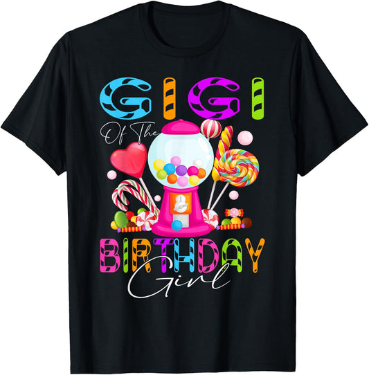 Gigi Of The Birthday Bday Girl Candyland Candy Birthday T-Shirt - T-Shirt | Black