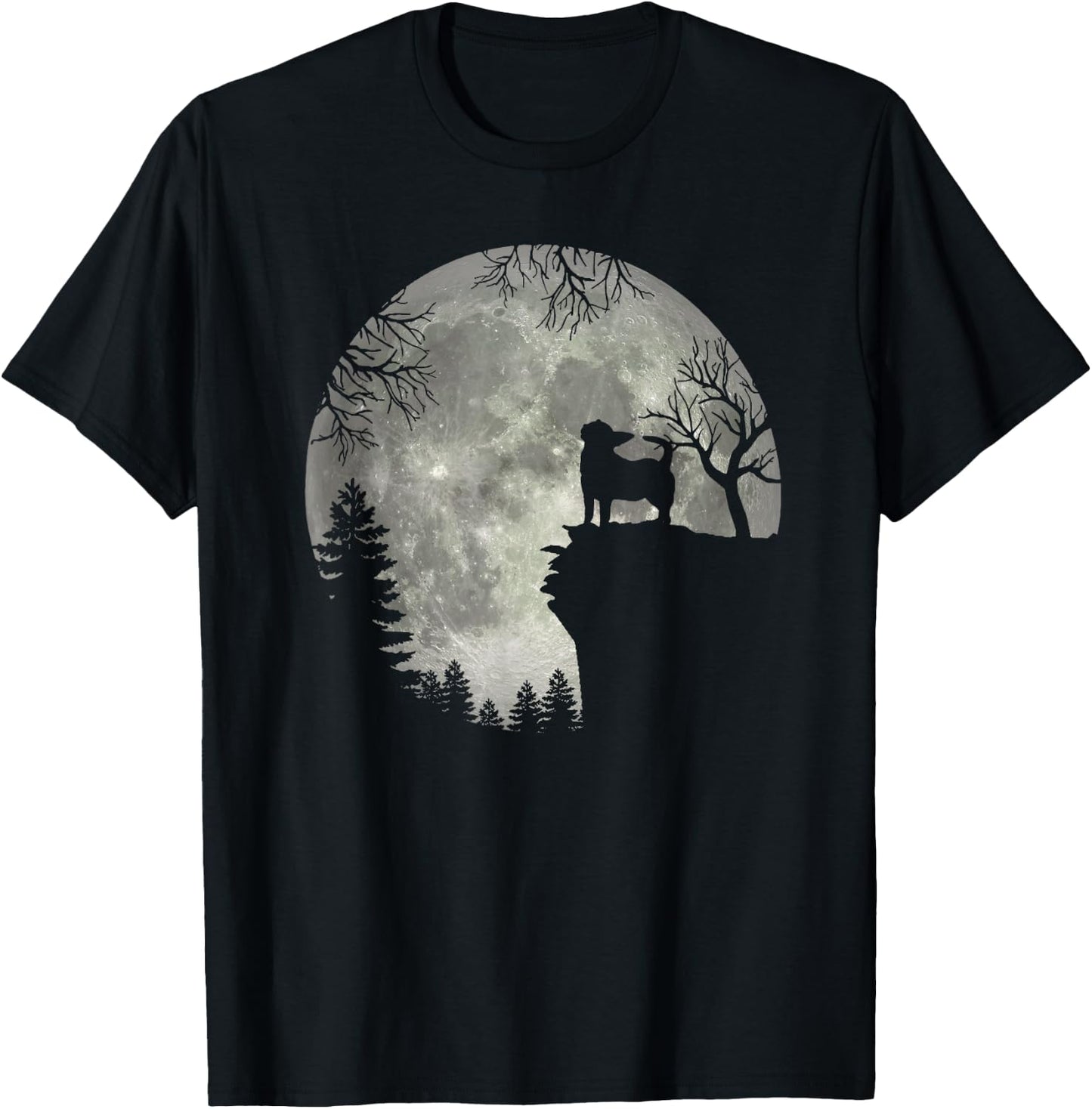 Chihuahua dog And Moon Halloween Men Women Kids T-Shirt - T-Shirt | Black