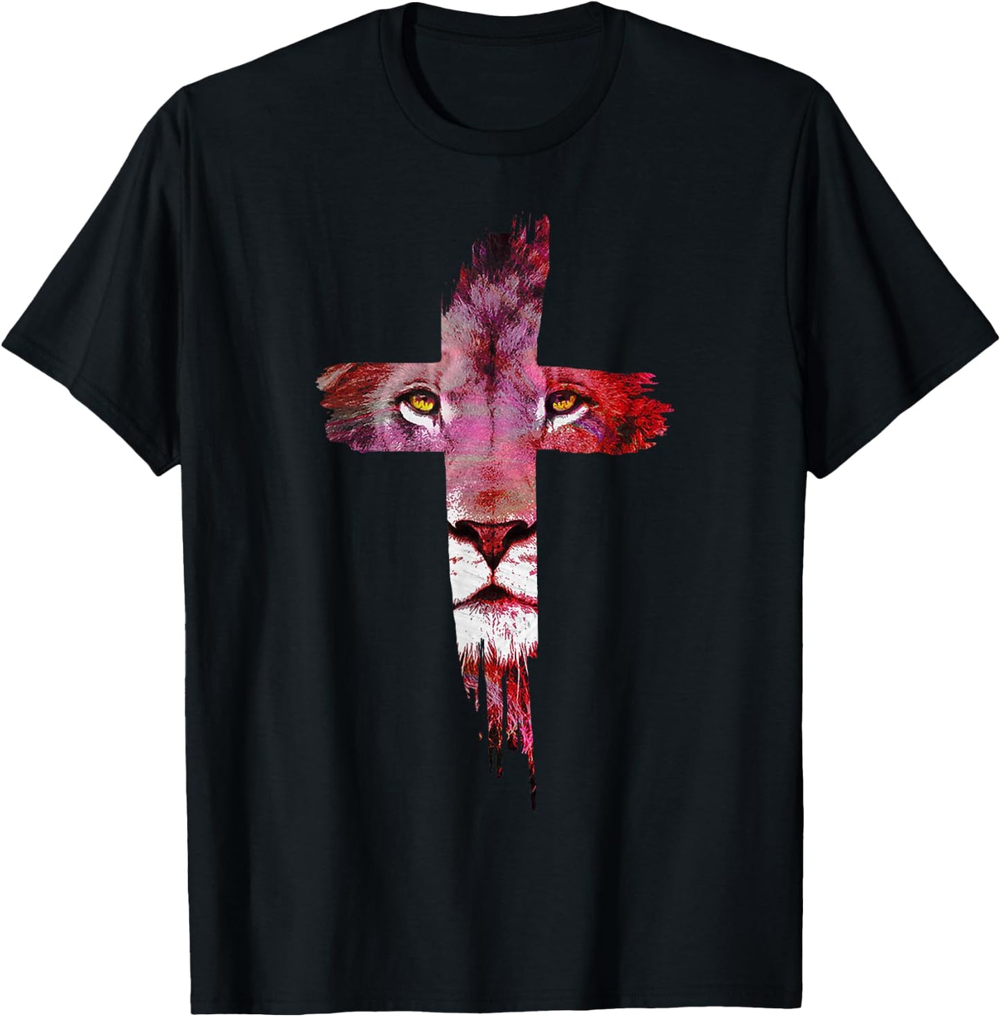 Jesus is The Lion of Judah - Colorful Cross Christian Gifts T-Shirt - T-Shirt | Black