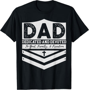 Military Dad Veteran Police DAD Dedicated And Devoted T-Shirt - T-Shirt | Black