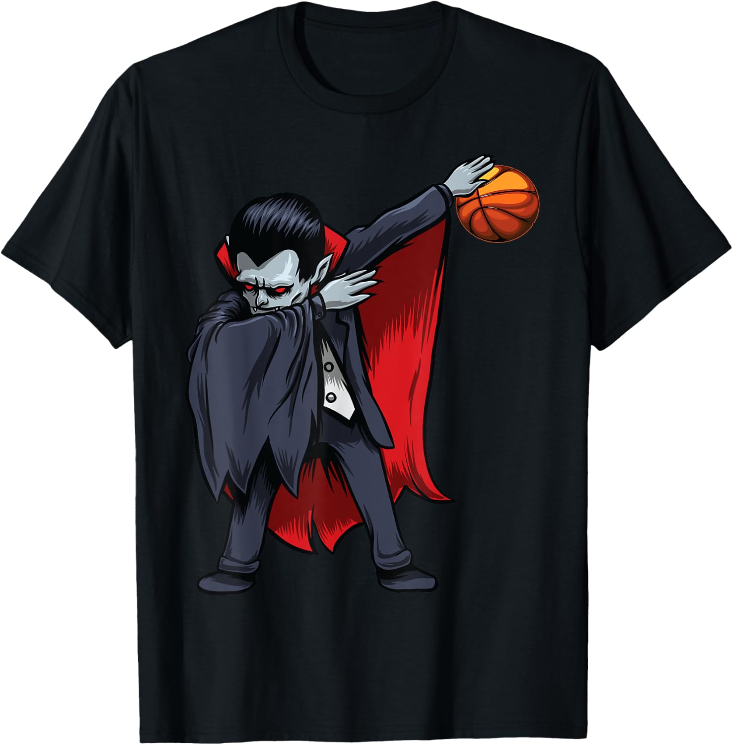 Basketball Dracula Dabbing Men Boys Kids Funny Halloween Dab T-Shirt - T-Shirt | Black