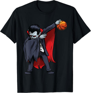 Basketball Dracula Dabbing Men Boys Kids Funny Halloween Dab T-Shirt - T-Shirt | Black