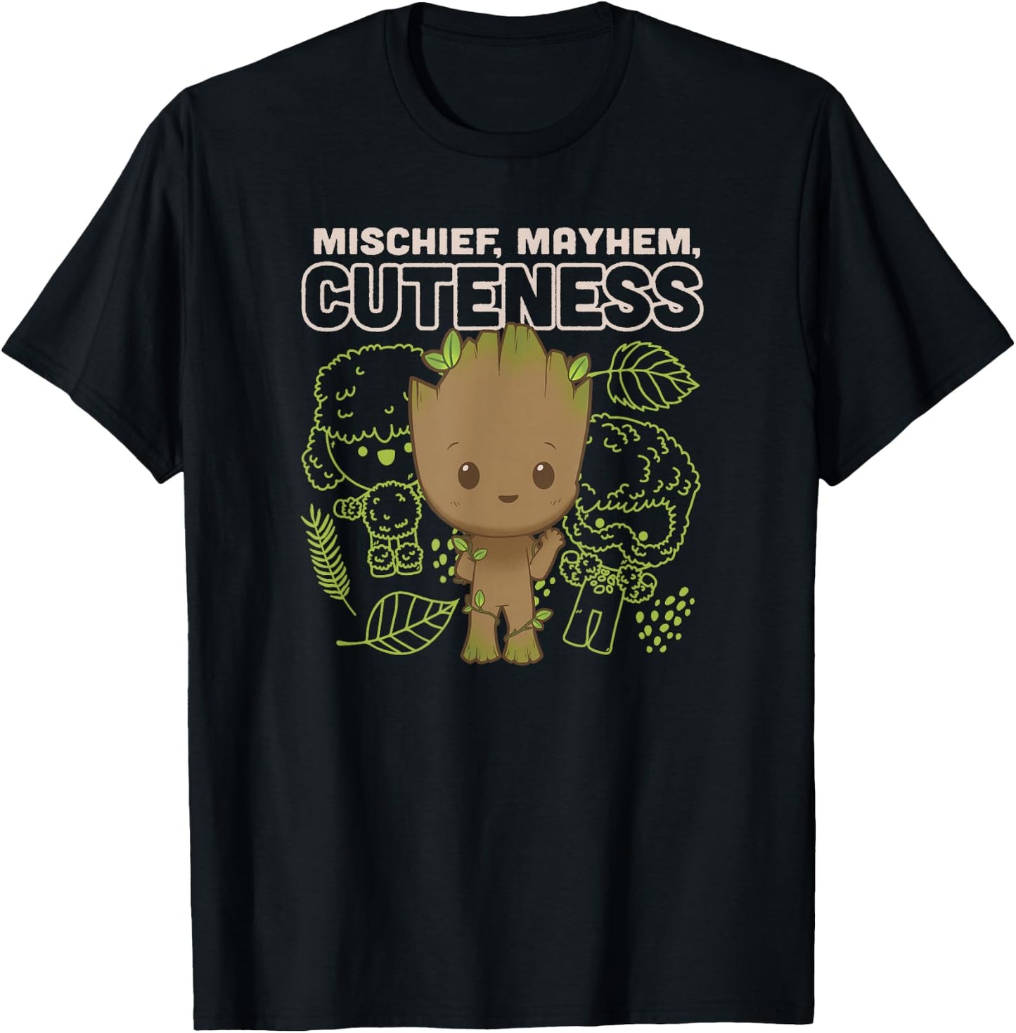 Marvel I Am Groot Mischief Mayhem Cuteness Groot Poster T-Shirt - T-Shirt | Black
