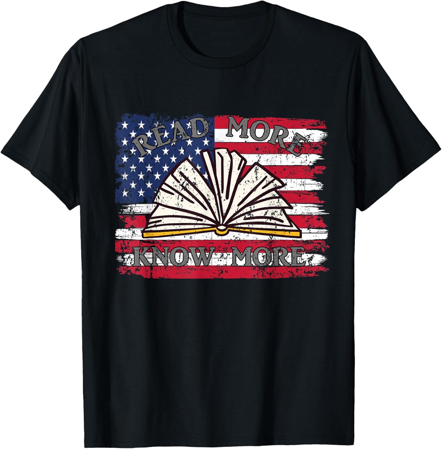 School Library Patriotic US Flag Funny For Librarian T-Shirt - T-Shirt | Black