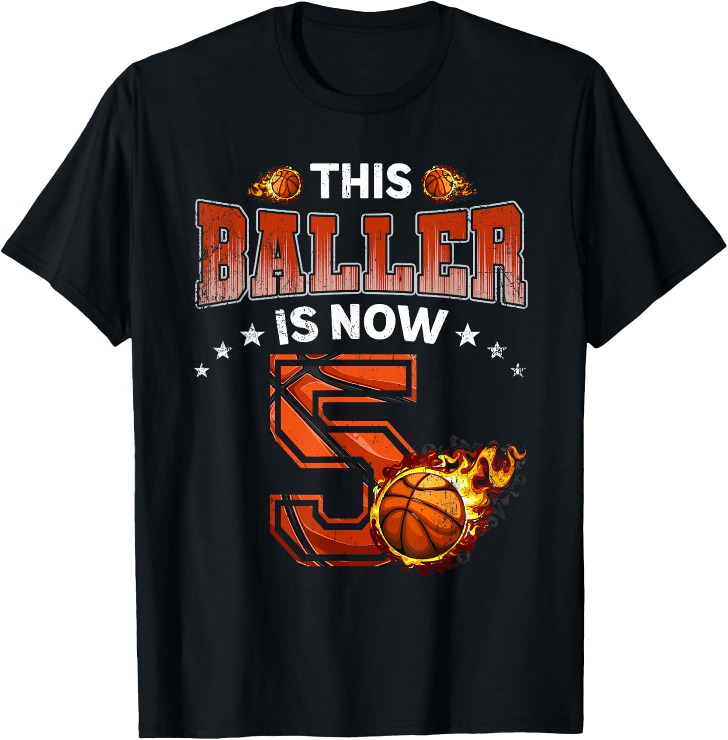 5th Birthday Boys Basketball Player Gifts 5 Years Old Kids T-Shirt - T-Shirt | Black