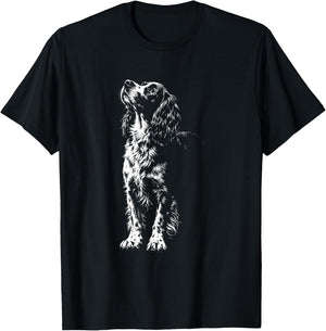 English Springer Spaniel Portrait Minimalist T-Shirt - T-Shirt | Black