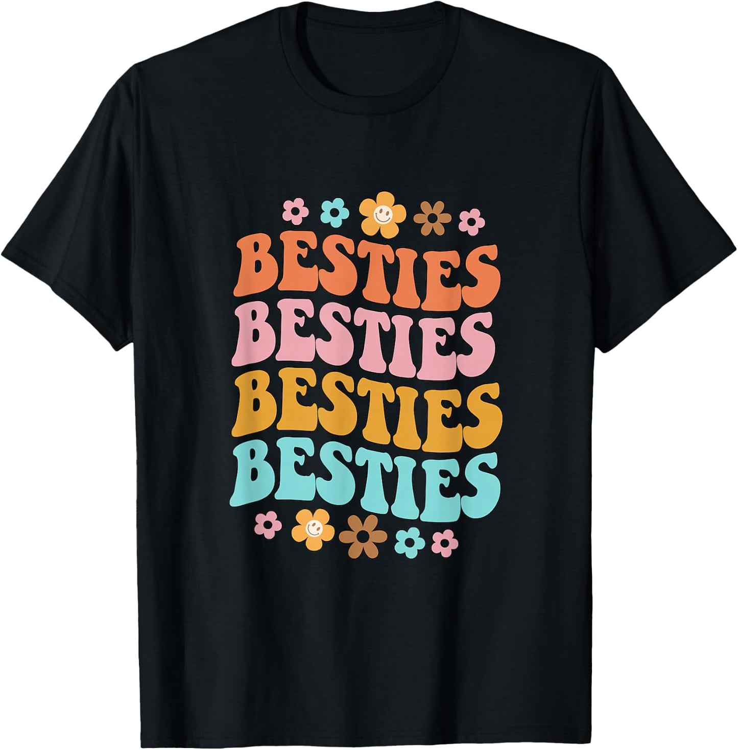 Bestie Groovy Theme BFF Cute Baby Girl Best Friends Sweetie T-Shirt - T-Shirt | Black