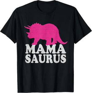 MAMASAURUS T Shirt, Cute Triceratops Dinosaur Mom T-Shirt - T-Shirt | Black