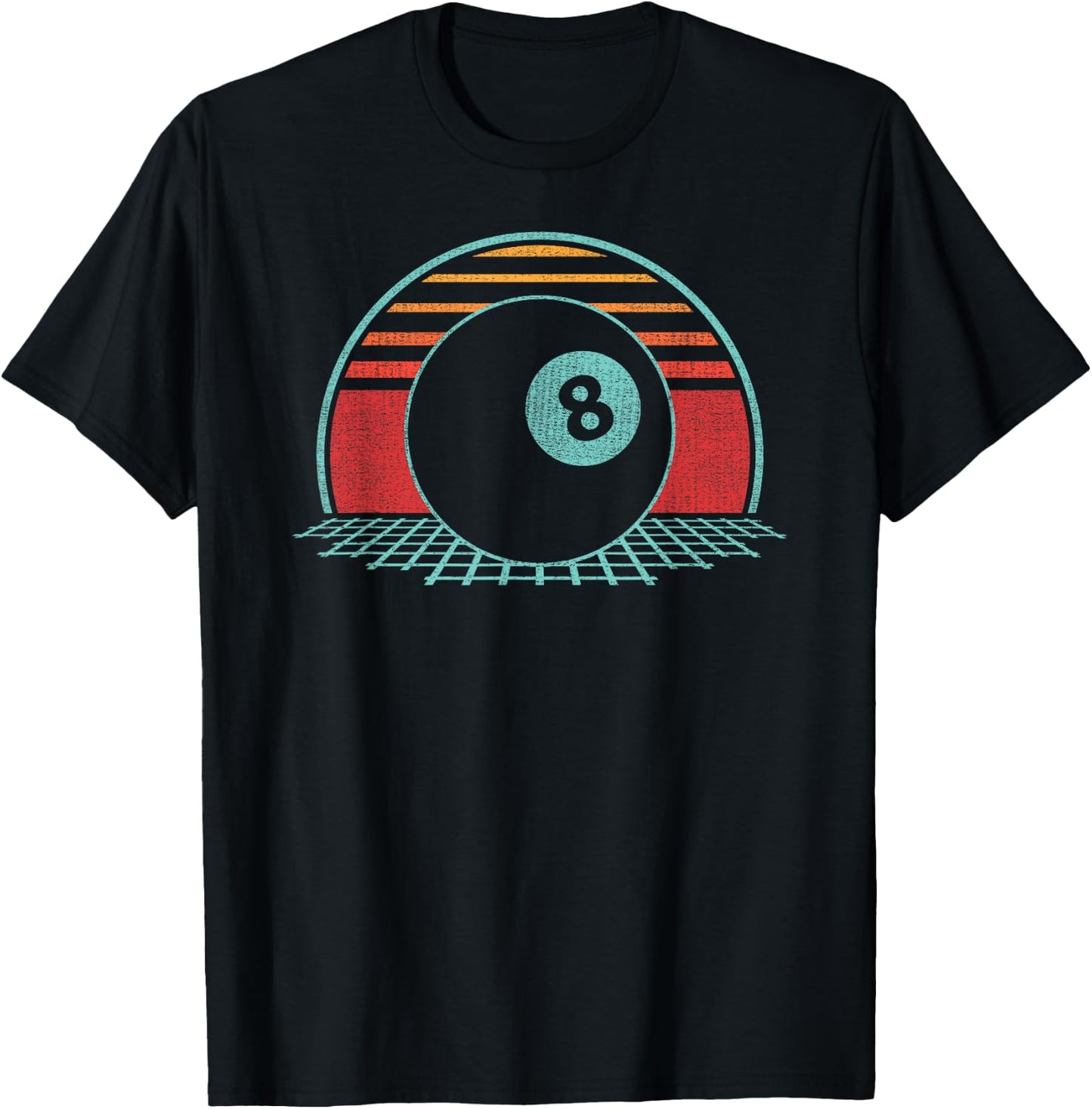 Pool Player Billiards Lover 8 Ball Retro Vintage 80s Style T-Shirt - T-Shirt | Black