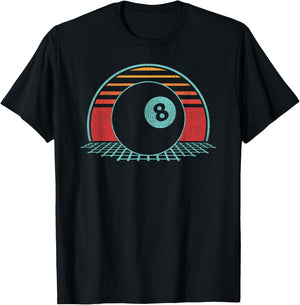 Pool Player Billiards Lover 8 Ball Retro Vintage 80s Style T-Shirt - T-Shirt | Black