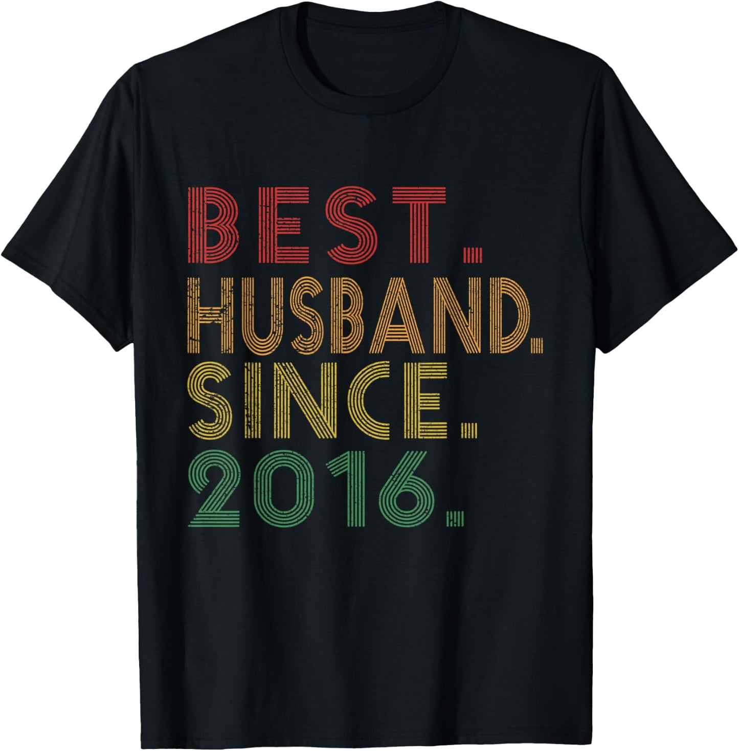 Best Husband Since 2016 Retro Wedding Anniversary Couples T-Shirt - T-Shirt | Black
