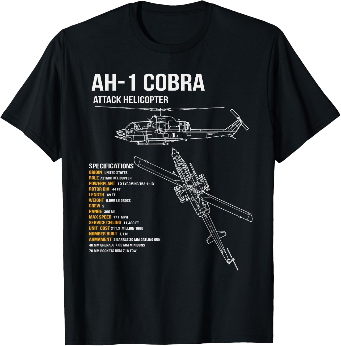 AH-1 Cobra Helicopter T-Shirt - T-Shirt | Black