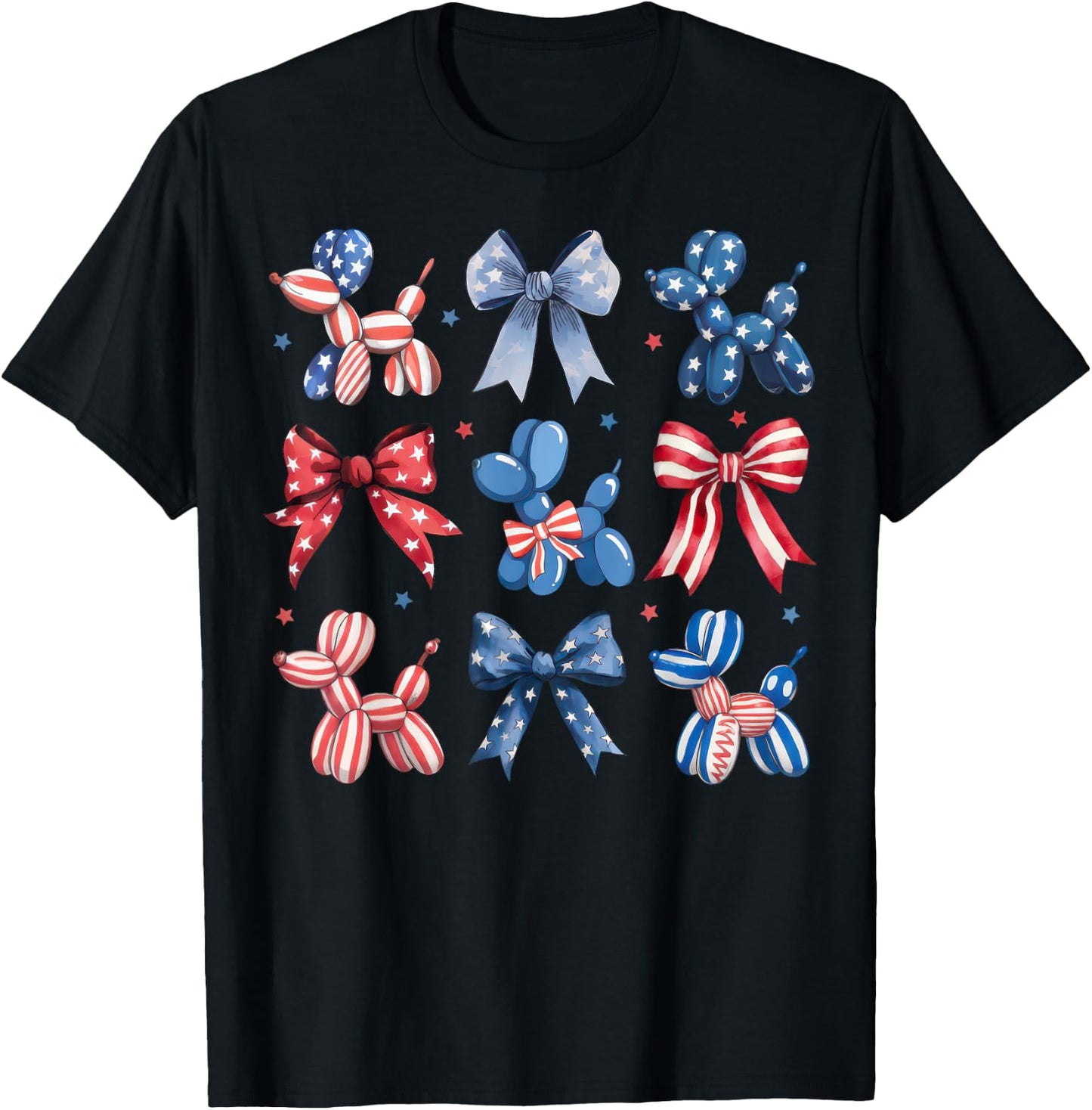 Cute Patriotic Balloon Dog 4th of July USA Flag Girls Kids T-Shirt - T-Shirt | Black