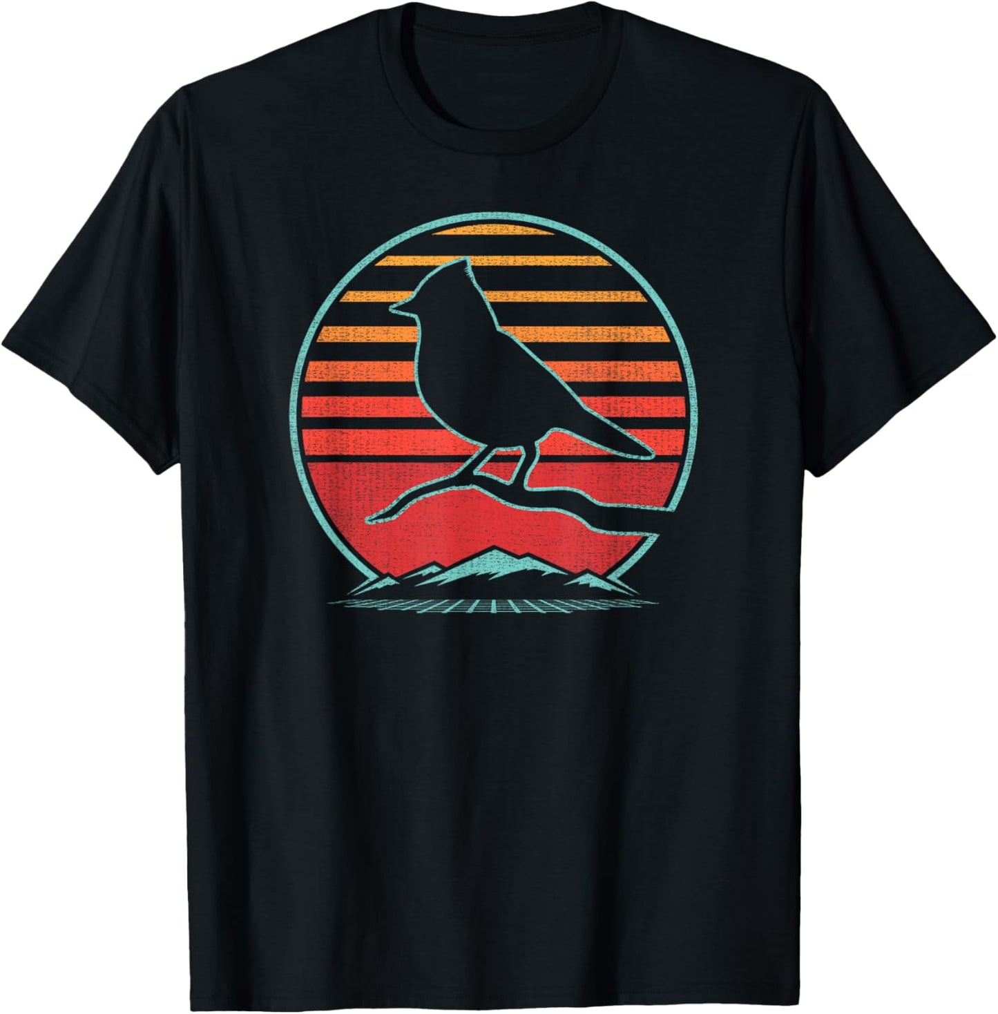 Titmouse Bird Retro Vintage 80s Style Birding Gift T-Shirt - T-Shirt | Black