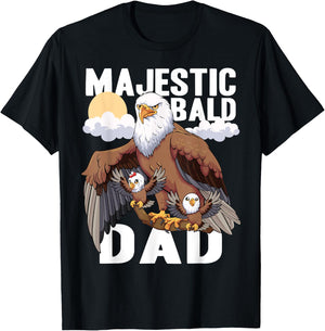 Father's Day Majestic Bald Dad Funny Bald Eagle T-Shirt - T-Shirt | Black