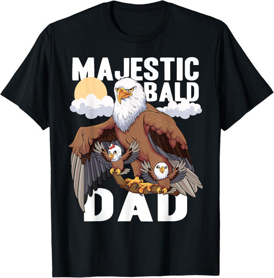Father's Day Majestic Bald Dad Funny Bald Eagle T-Shirt - T-Shirt | Black