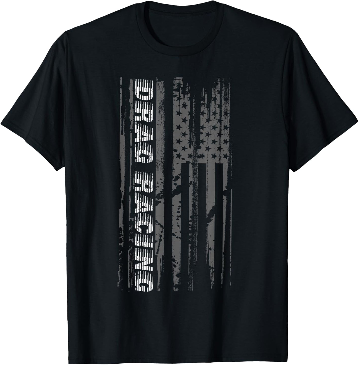 Drag Race Vintage Patriotic American Flag Drag Racing Kids Men T-Shirt - T-Shirt | Black