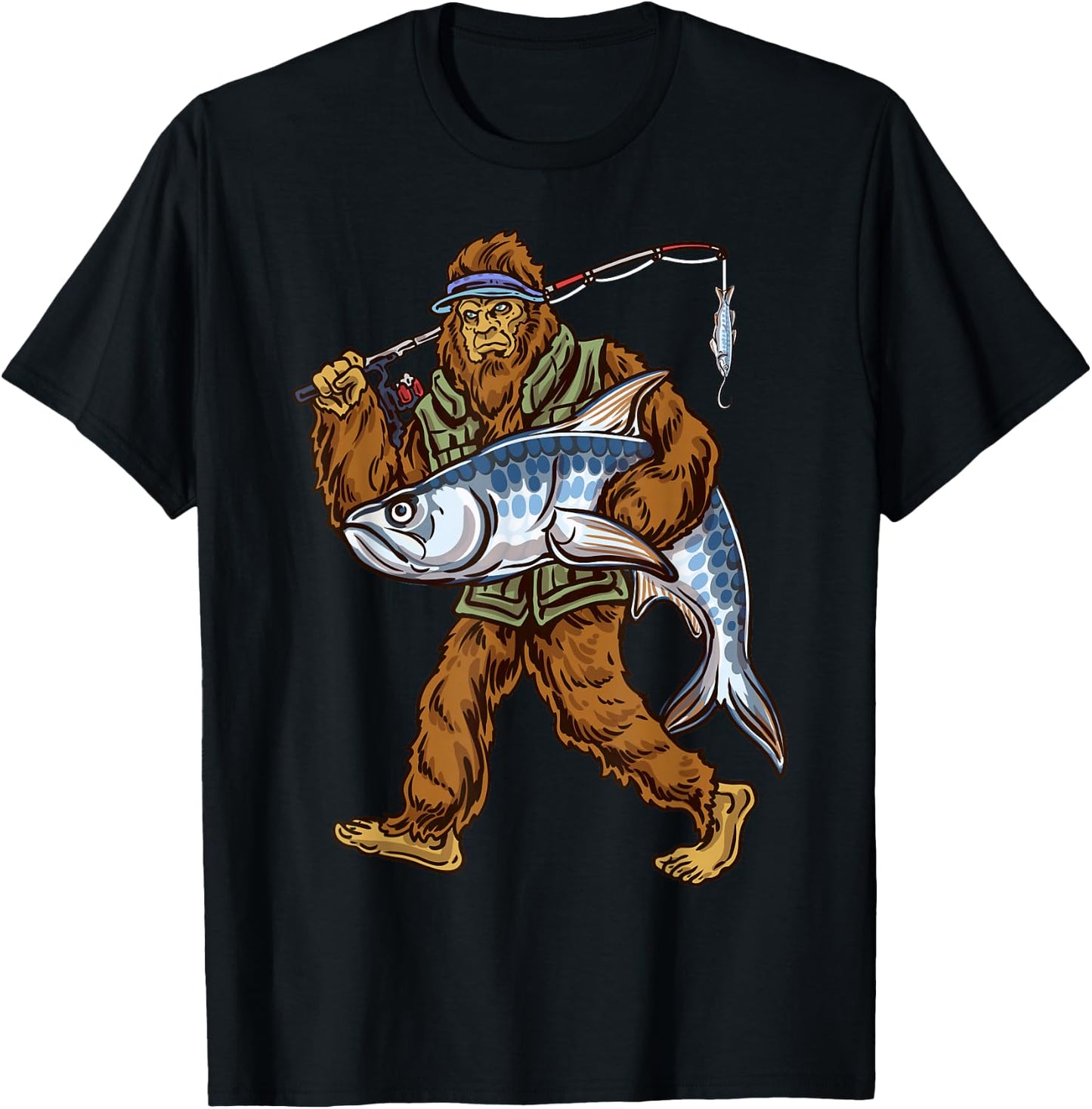 Northern Outdoors Tarpon Collection Men's Black Tarpon Fishing Bigfoot Theme , Small, Short Sleeve, Classic Fit T-Shirt - T-Shirt | Black