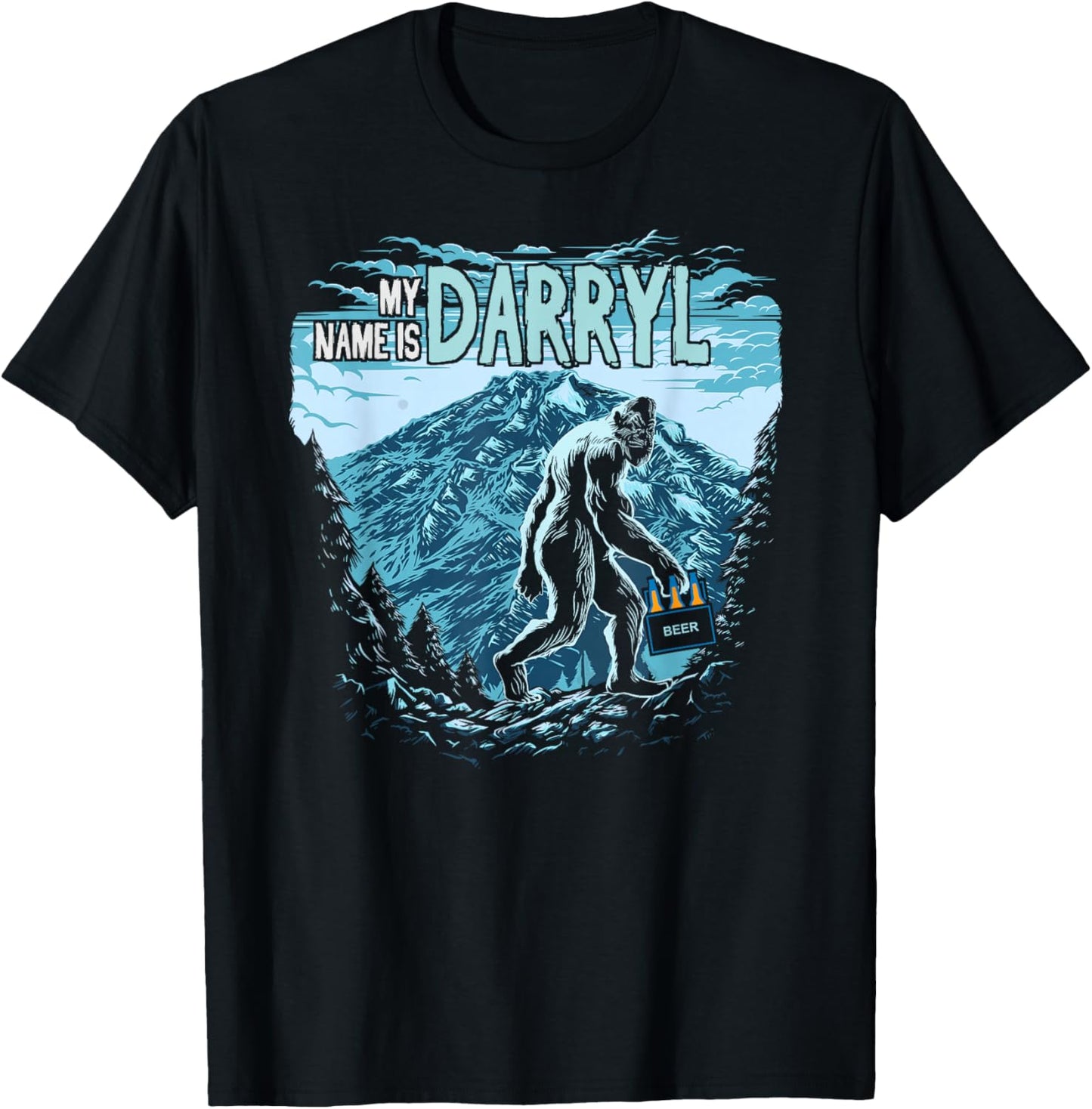My Name is Darryl - Funny Vintage Bigfoot - Darryl Bigfoot T-Shirt - T-Shirt | Black