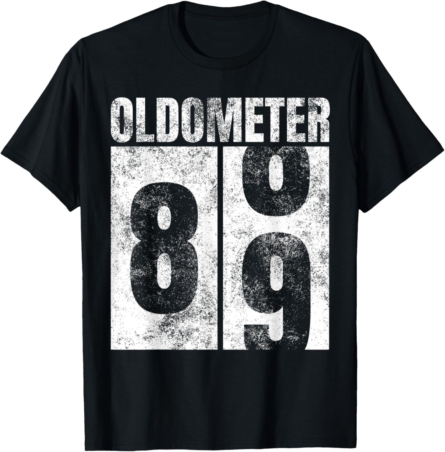Oldometer 88-89 yrs old Man Woman Bday Graphic 89th Birthday T-Shirt - T-Shirt | Black