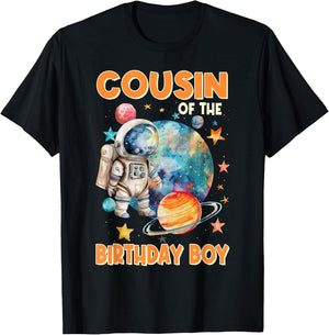 Cousin Of The Birthday Boy Astronaut Family Space Planets T-Shirt - T-Shirt | Black