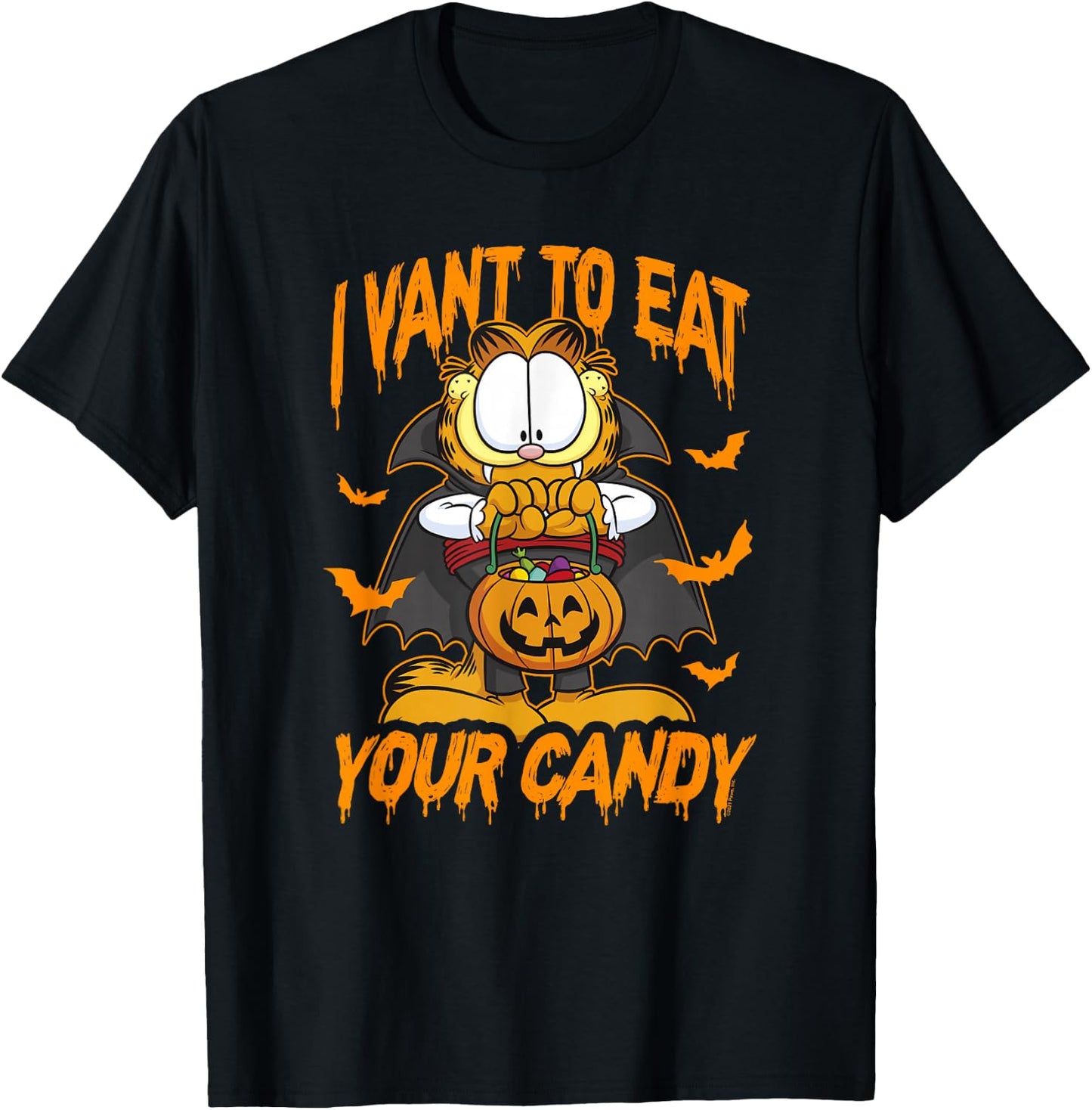 Garfield Halloween I Want To Eat Your Candy T-Shirt - T-Shirt | Black