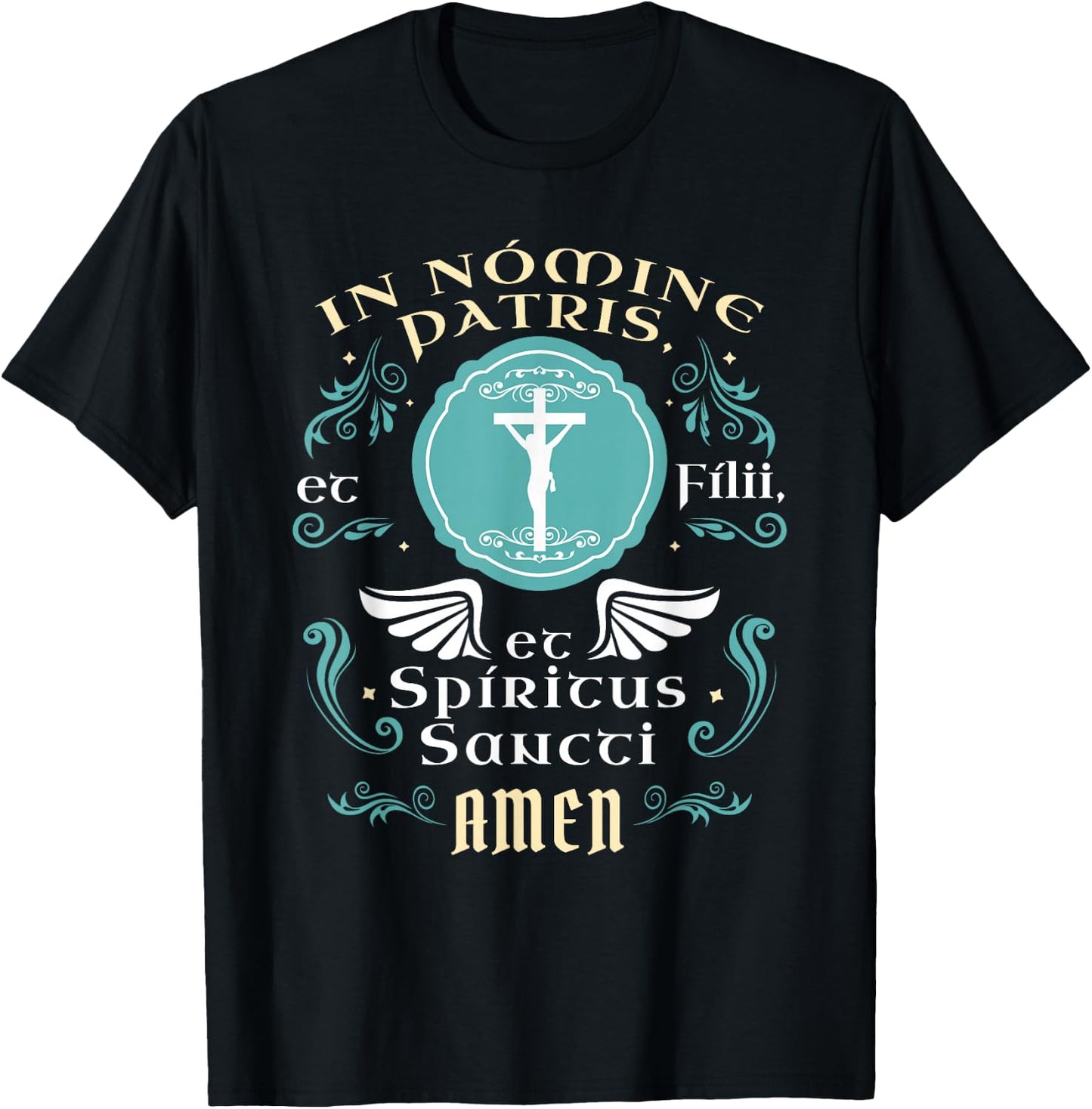 In nomine patris et filii Tradtional Latin Mass Catholic T-Shirt - T-Shirt | Black