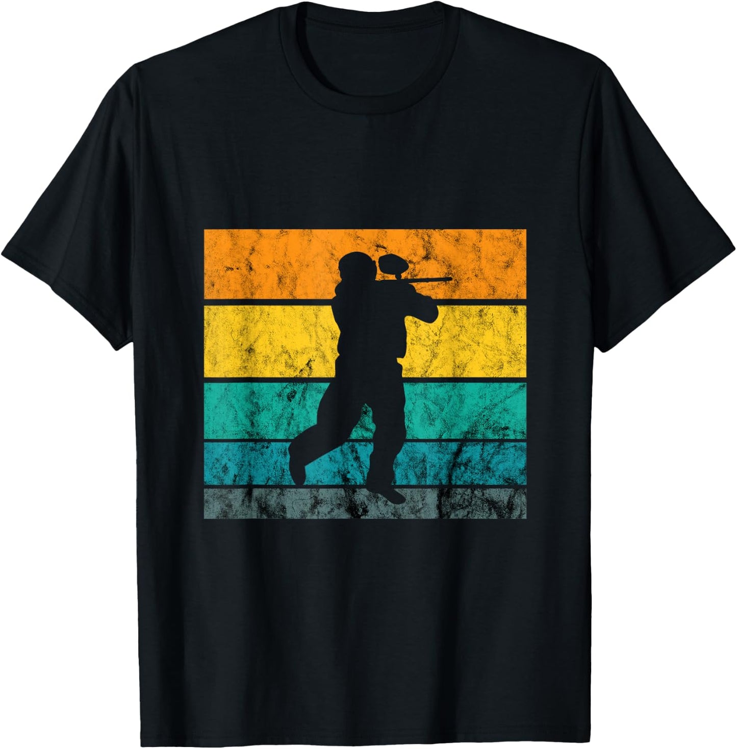 Paintball Player Retro Vintage Sunset Paintball Play T-Shirt - T-Shirt | Black