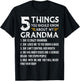 Grandma Shirt 5 Things You Should Know About My Grandma T-Shirt - T-Shirt | Black