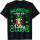 Funny Monkeys Are My Lucky Charms Monkey St Patrick's Day T-Shirt - T-Shirt | Black