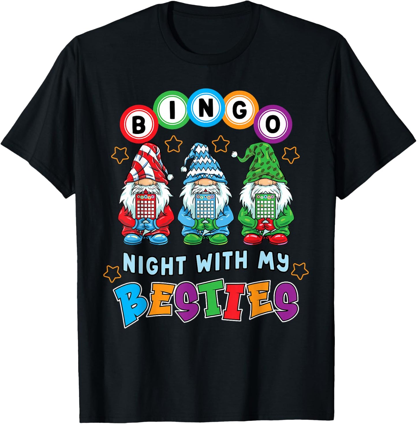 Gnome Bingo Night with My Bestie Gambling Gambler Gift Funny T-Shirt - T-Shirt | Black