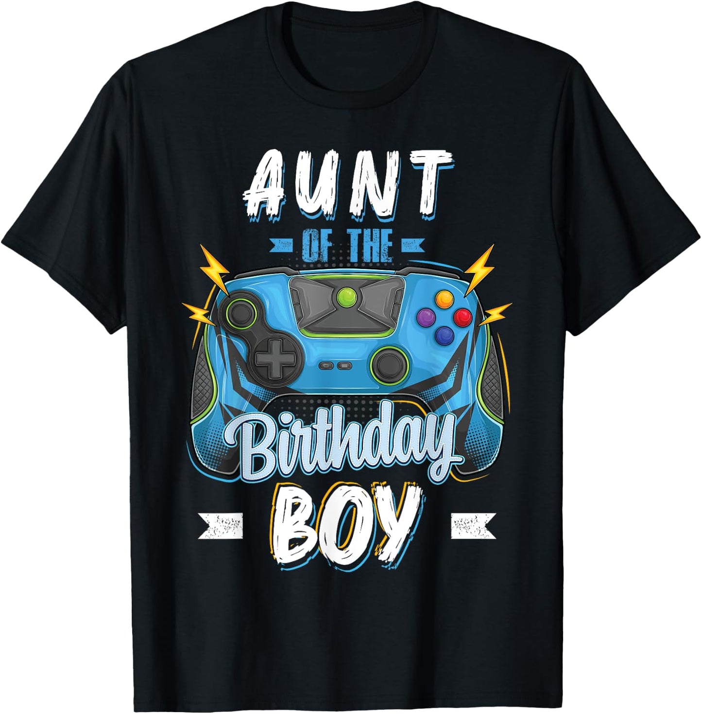 Aunt of the Birthday Boy Matching family Video Gamer party T-Shirt - T-Shirt | Black