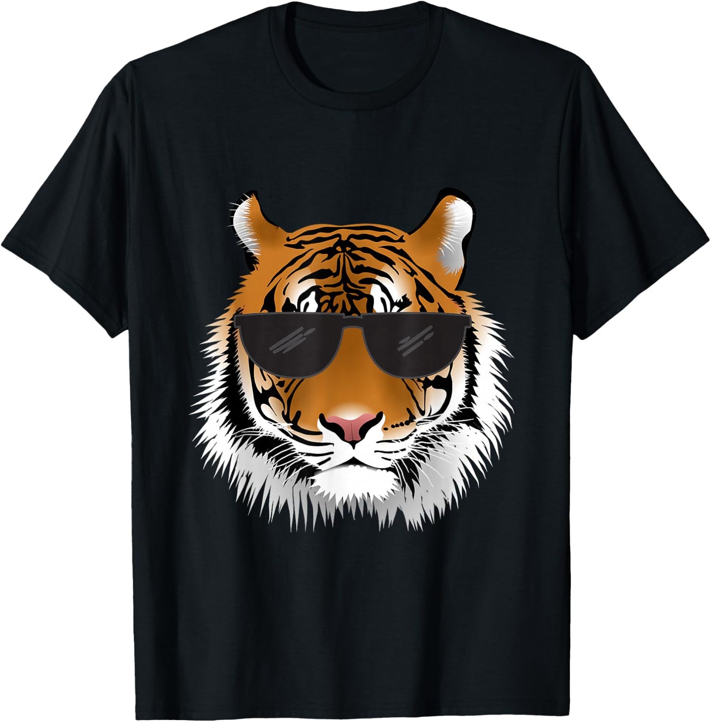 Cool Bengal Tiger With Sunglasses Bengal Tiger Head Funny T-Shirt - T-Shirt | Black