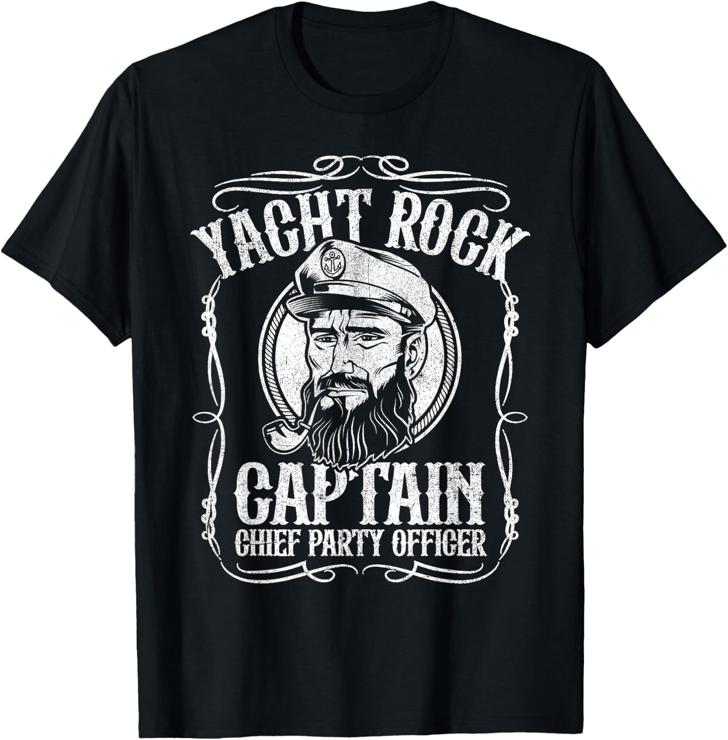 Funny Yacht Rock Captain Pontoon Boat Party Music Boating T-Shirt - T-Shirt | Black