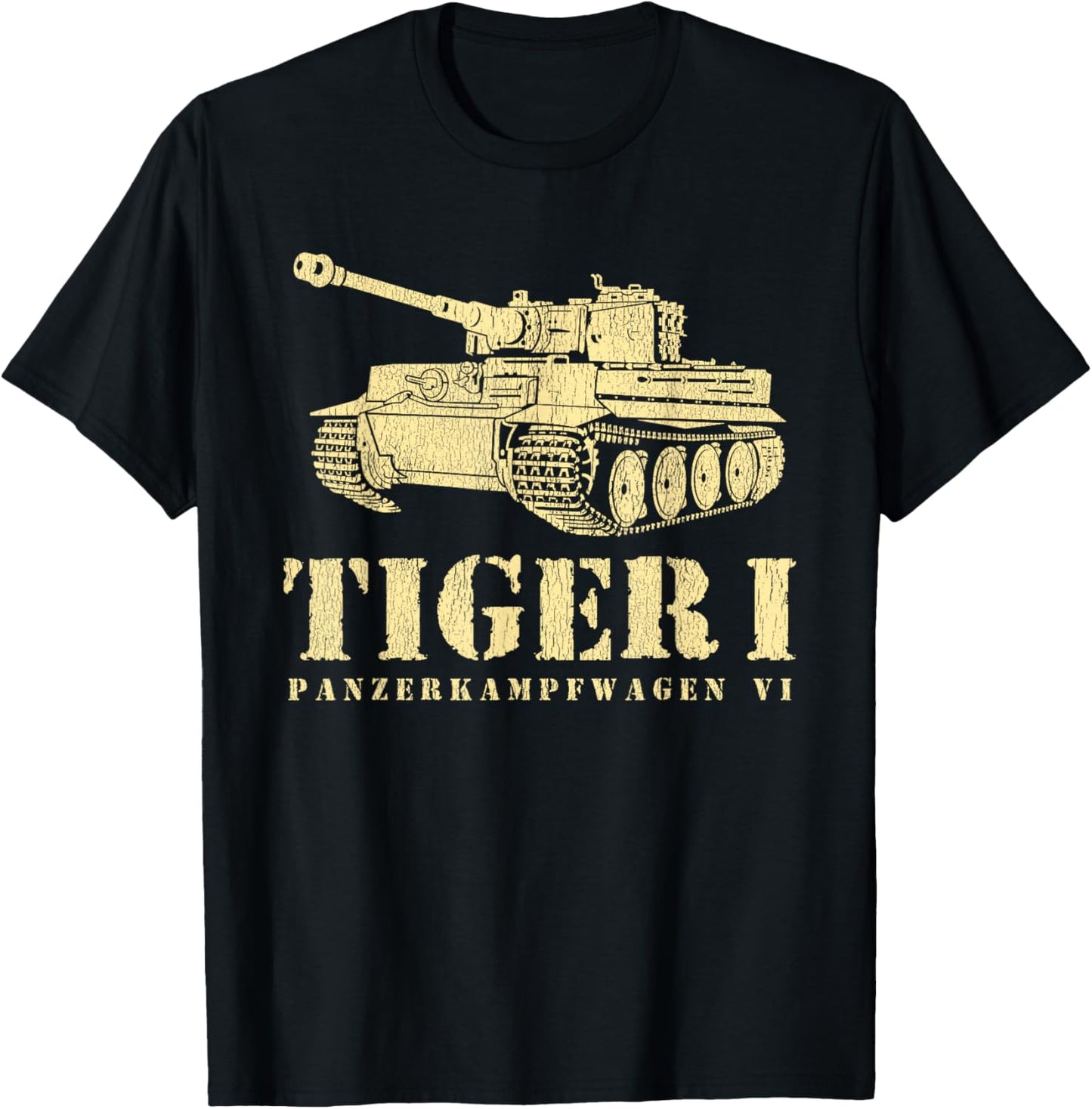 Funny Army Vintage Tiger Tank PzKpfw VI WWII Gift Men Boys T-Shirt - T-Shirt | Black