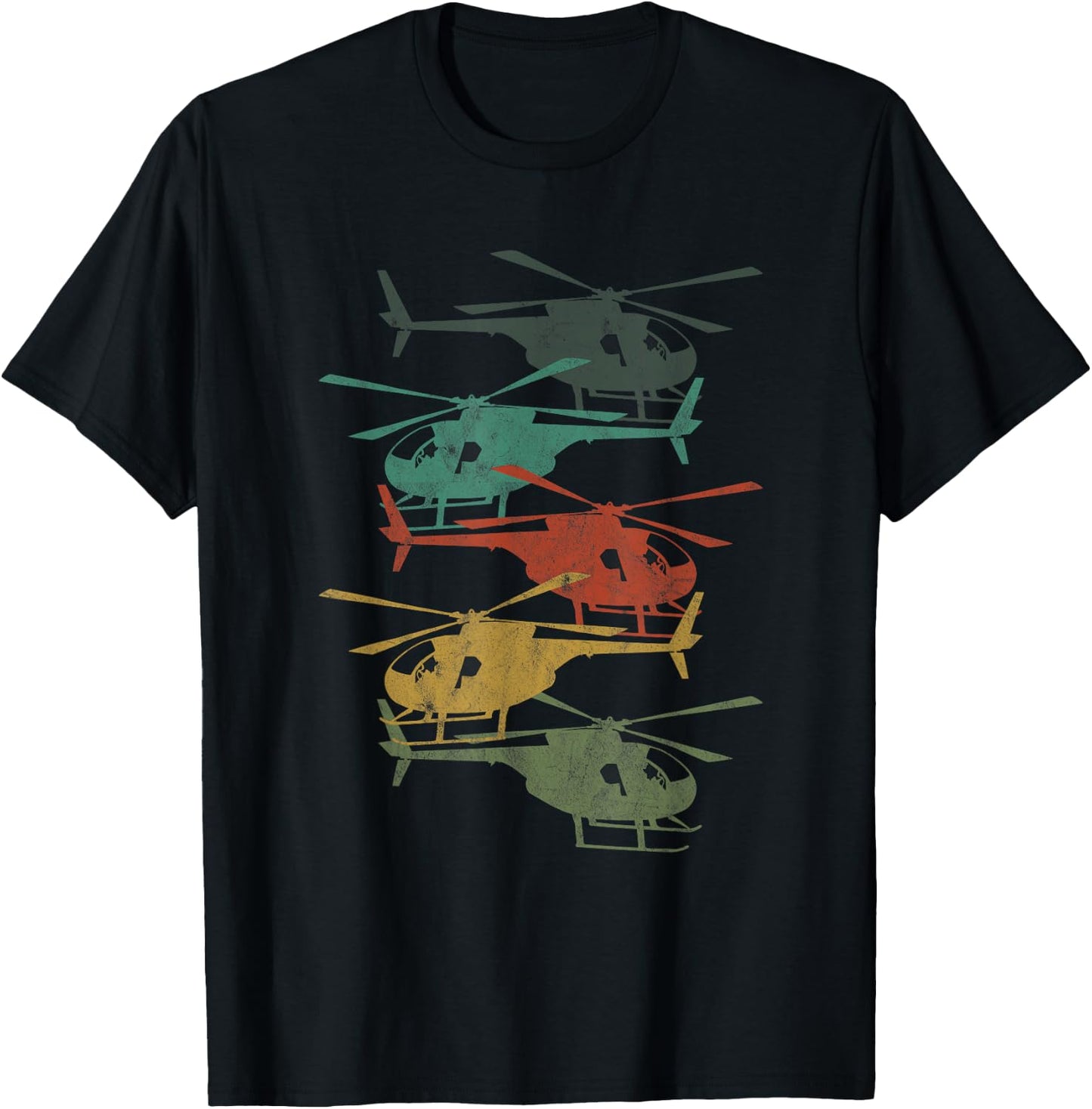 Retro Aircraft Helicopter Lover Pilot Aviation T-Shirt - T-Shirt | Black