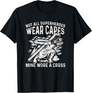 Funny Jesus Superhero Design Men Women Jesus Christ Cross T-Shirt - T-Shirt | Black