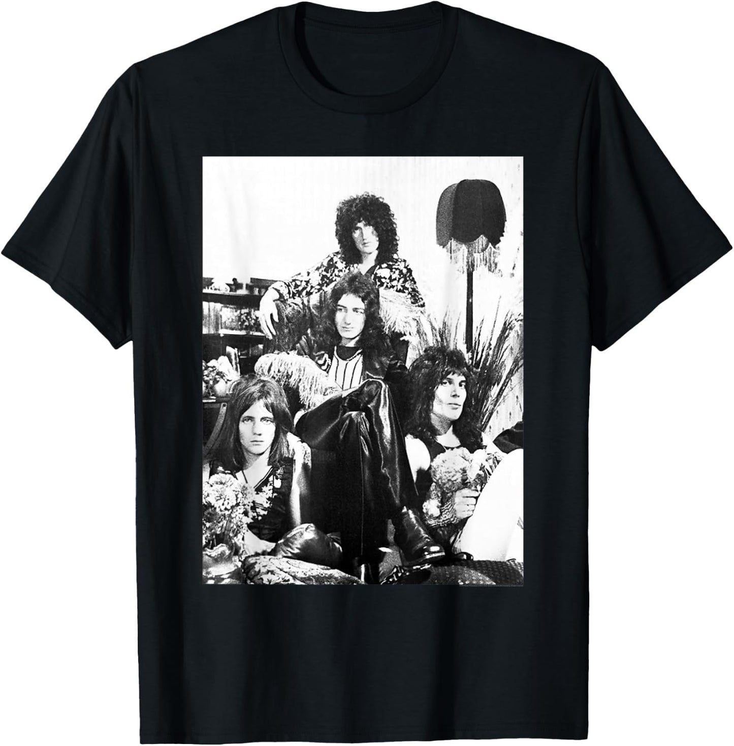 Queen Official Lampshade Promo B&W Vintage Photo T-Shirt - T-Shirt | Black