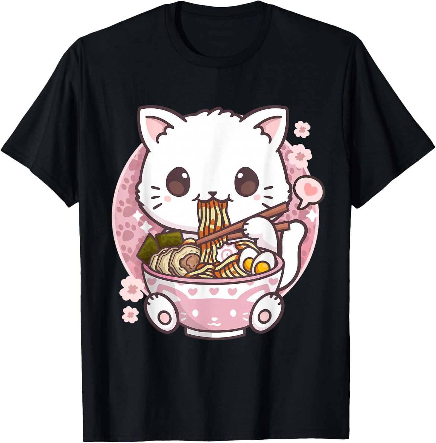 Kawaii Anime Shirts Ramen Cat Kawaii Anime Ramen Cat Cat Lovers Kawaii Neko , Black T-Shirt - T-Shirt | Black