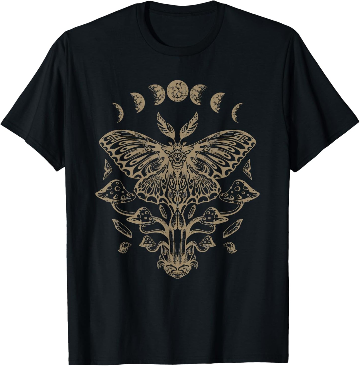 Butterfly Grunge Fairycore Aesthetic Luna Moth Mushrooms Y2K T-Shirt - T-Shirt | Black