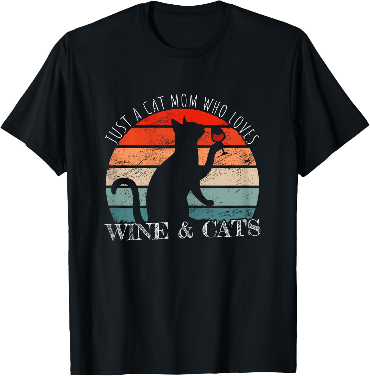 Funny Wine Cats Saying & Cat Mom T-Shirt - T-Shirt | Black