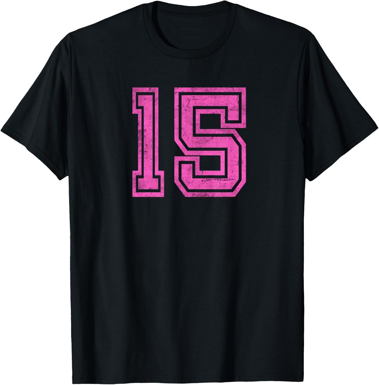 Delessed Pink Sports Team Number #15 T-Shirt - T-Shirt | Black