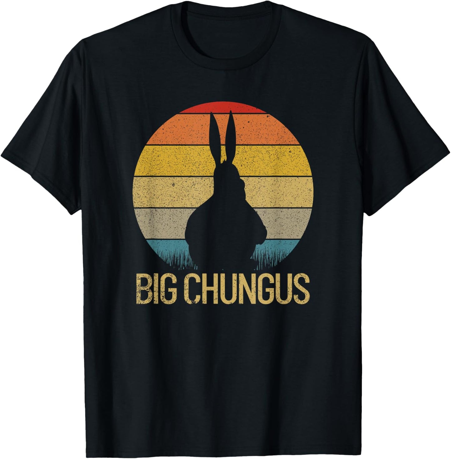Big Chungus Retro Sunset Vintage Dank Meme Big Chungus T-Shirt - T-Shirt | Black
