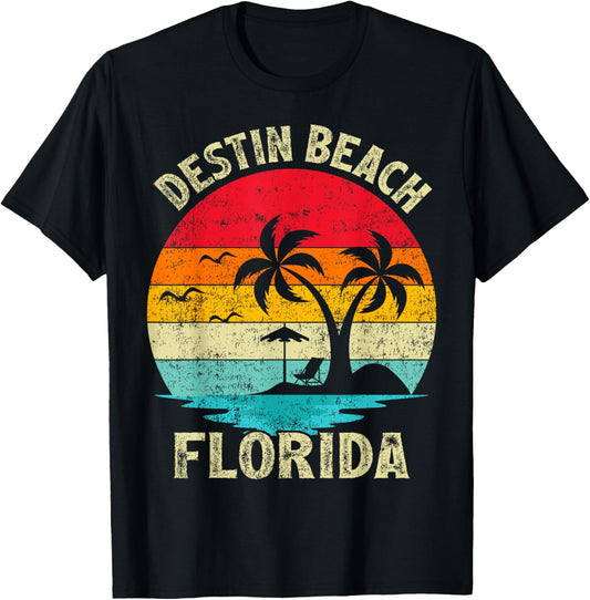 Family Vacation Vintage Retro Florida Destin Beach T-Shirt - T-Shirt | Black