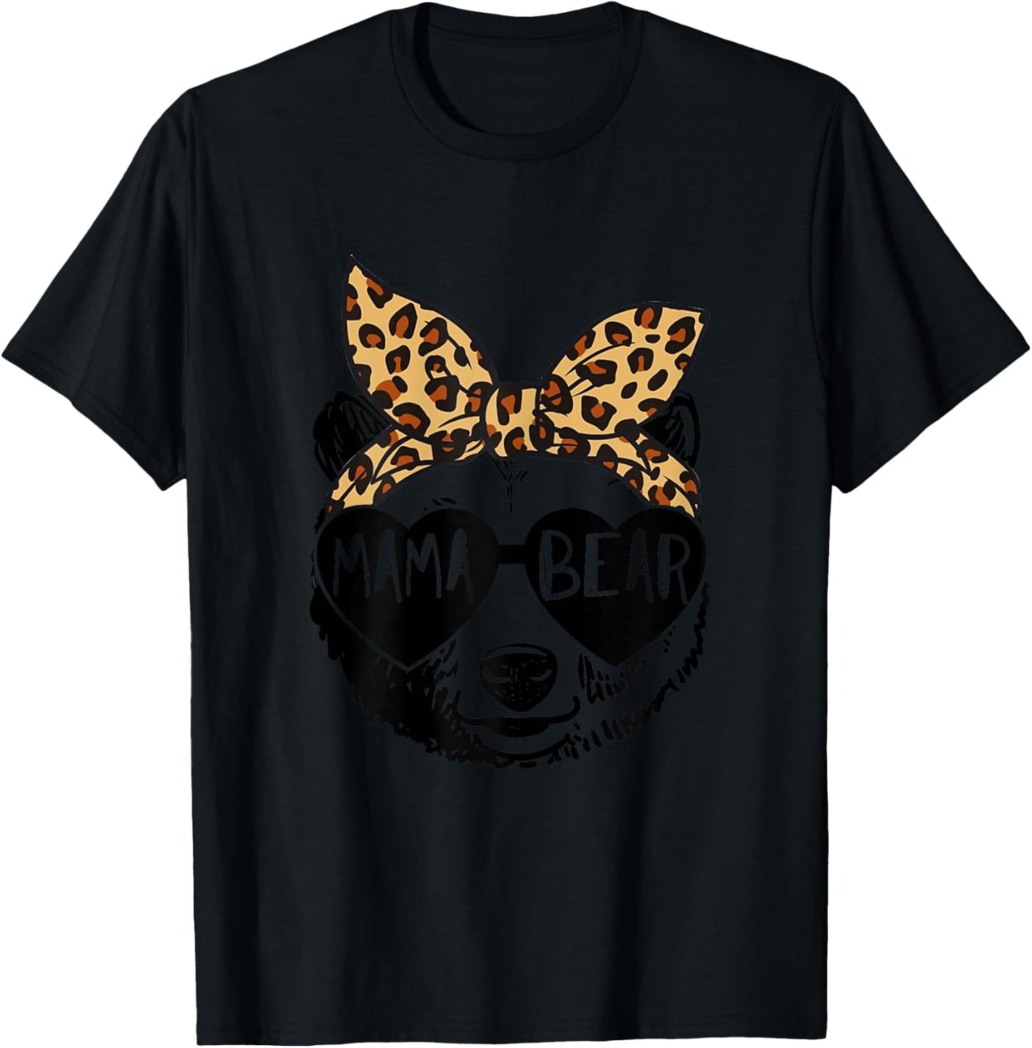 Mama Bear Face Sunglasses Grandma Grandmother Mother's Day T-Shirt - T-Shirt | Black